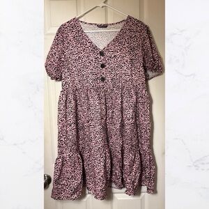 SHEIN Pink and Black Leopard Print Dress